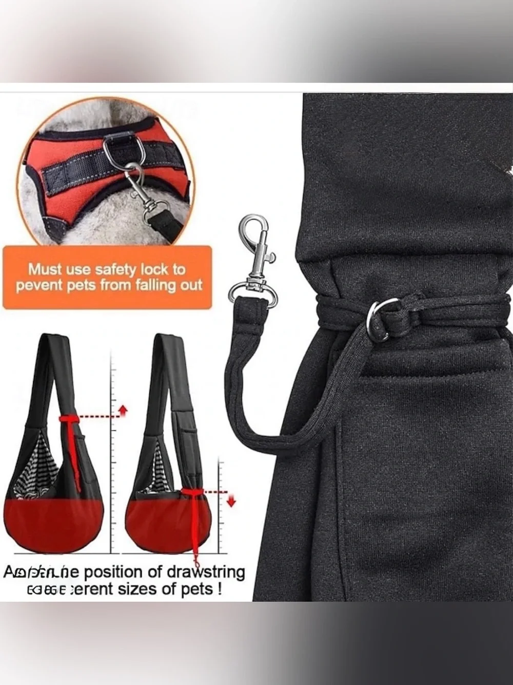Gray Pet Sling Carrier for Small Dogs